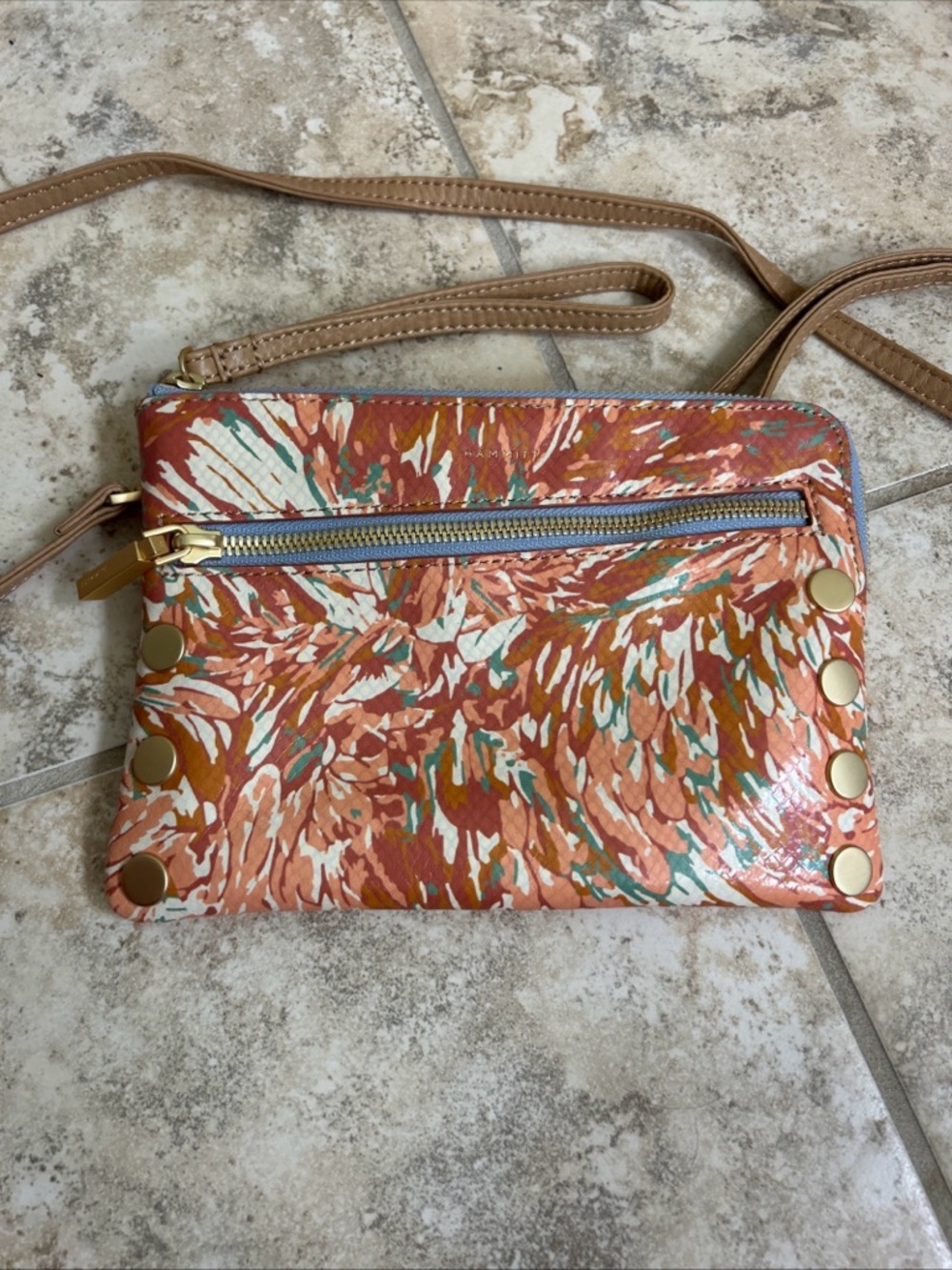 $295 Hammitt Nash Small 2 Crossbody Wristlet Nectar Garden Party Tan Multi NWOT